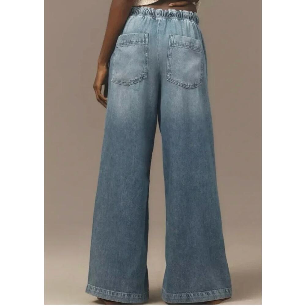 Anthropologie Pilcro Drawstring Pull-On Wide Leg Jeans Elastic Waist Women's M - Picture 2 of 14